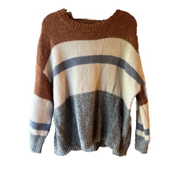 Newbury Kustom Women's Size Small Striped Cozy Knit Long Sleeve Pullover Sweater - Picture 2 of 7